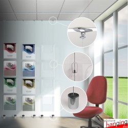 Ceiling-to-Floor Grid Clip Brochure Holder Set - Leaflet Dispenser Hanging with Twist-On Weighted Cables!