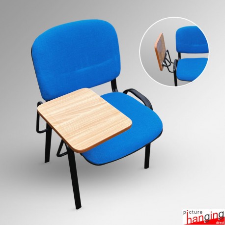 Blue Lecture Chair - Soft Padded Seat & Writing Tablet, Stackable Chairs