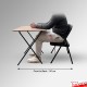 Folding Exam Desk & Padded Chair Set - Beechwood Table with Black Or Blue Foldaway Seat