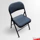 Folding Exam Desk & Leather Chair Set - Beechwood Table with Black Faux Leather Foldaway Seat