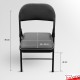 Folding Exam Desk & Leather Chair Set - Beechwood Table with Black Faux Leather Foldaway Seat