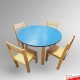 Round Kids Table & Wood Chairs Set - Children's Activity Furniture (Red, Blue, Lime, Beechwood)