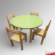 Round Kids Table & Wood Chairs Set - Children's Activity Furniture (Red, Blue, Lime, Beechwood)
