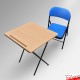 Folding Exam Desk & Padded Chair Set - Beechwood Table with Black Or Blue Foldaway Seat