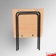 Folding Exam Desk & Leather Chair Set - Beechwood Table with Black Faux Leather Foldaway Seat
