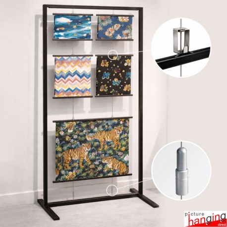 Fabric Samples Display Rack - Freestanding Frame, Material Hangers & Cables