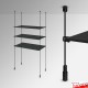 Black Rod Display Shelf Fittings Kit - Create Suspended Glass & Wood Shelving Units (Shelf Boards Not Included)