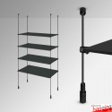 Black Rod Display Shelf Fittings Kit - Create Suspended Glass & Wood Shelving Units (Shelf Boards Not Included)
