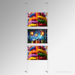 A2 Ready-Made Cable Display Kits (Wall-to-Wall) - Acrylic Pockets & All Wall Fittings Set, Complete System