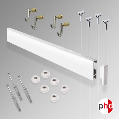 Clip Rail 2m 'All-in-one' Gallery System Kit, White Finish