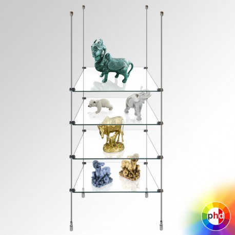 Product Display Shelving, Glass Shelf Rod System