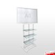Retail Easel Product Stand - 180cm Freestanding Glass Shelving & Advertising Board