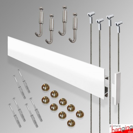 Long Cliprail Max Kit, 3m Picture Rails & Hooks Set (Gallery System For Walls)